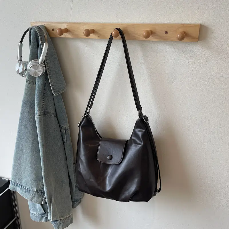 Retro Korean Style Large Brown Tote Bag for Women - Image 6