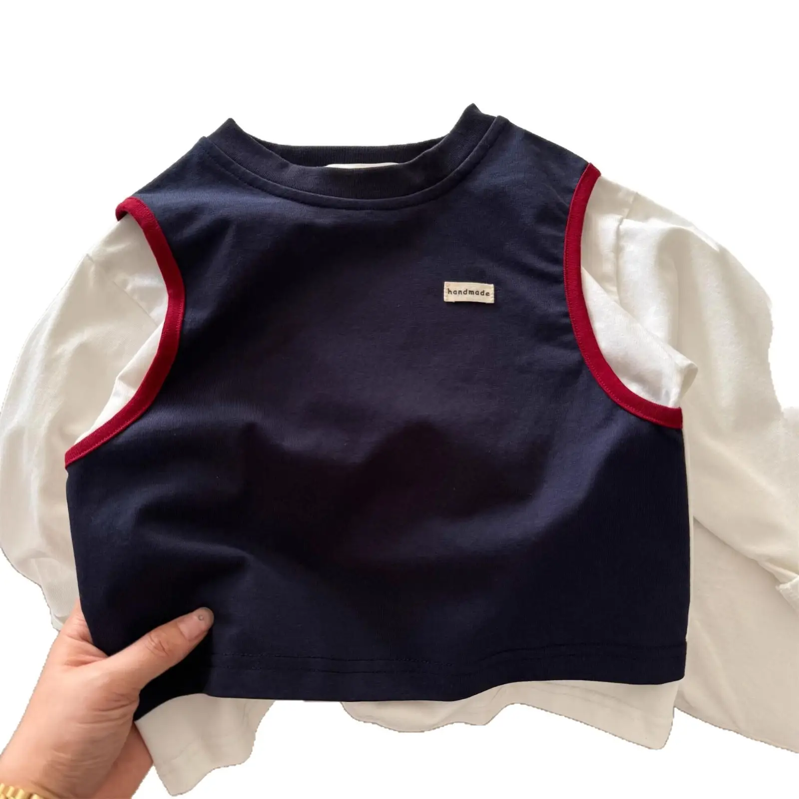 Children's 2-Piece Cotton T-Shirt Set Navy Gray - Image 6