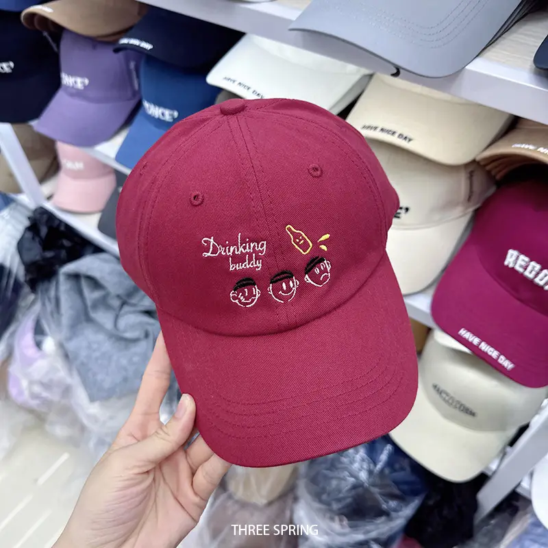 Women Blue Embroidered Baseball Cap Large Head Circumference - Image 4
