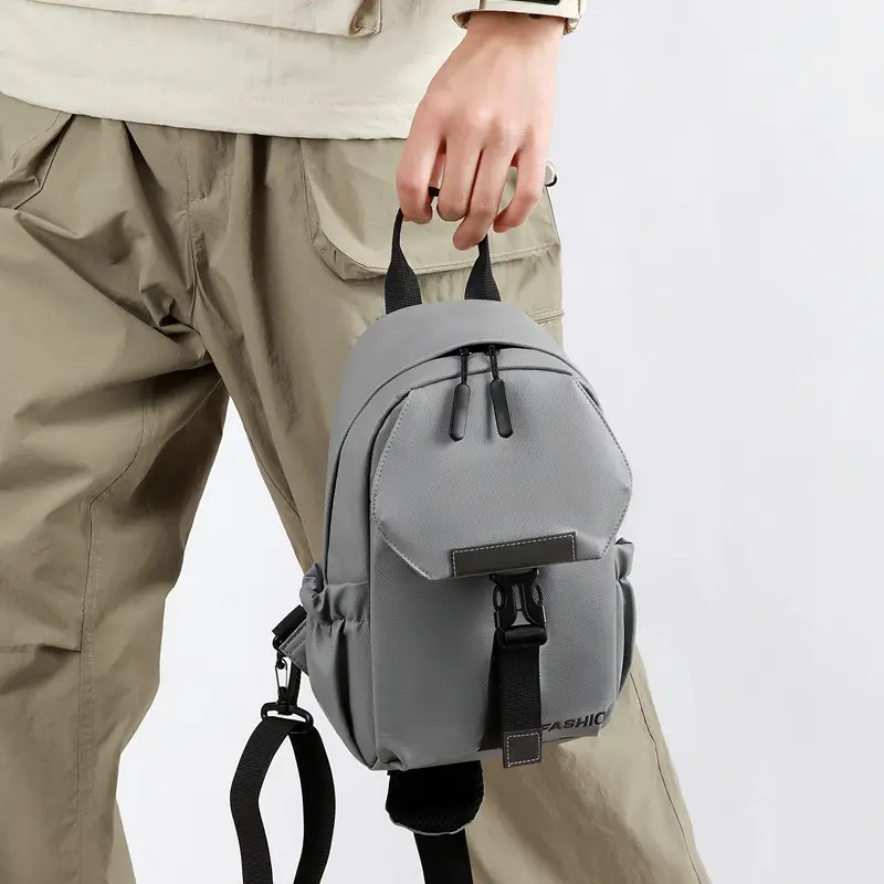 Men's Grey Crossbody Backpack with Adjustable Strap - Image 7