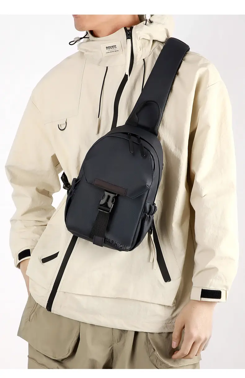 Men's Grey Crossbody Backpack with Adjustable Strap — feature 19