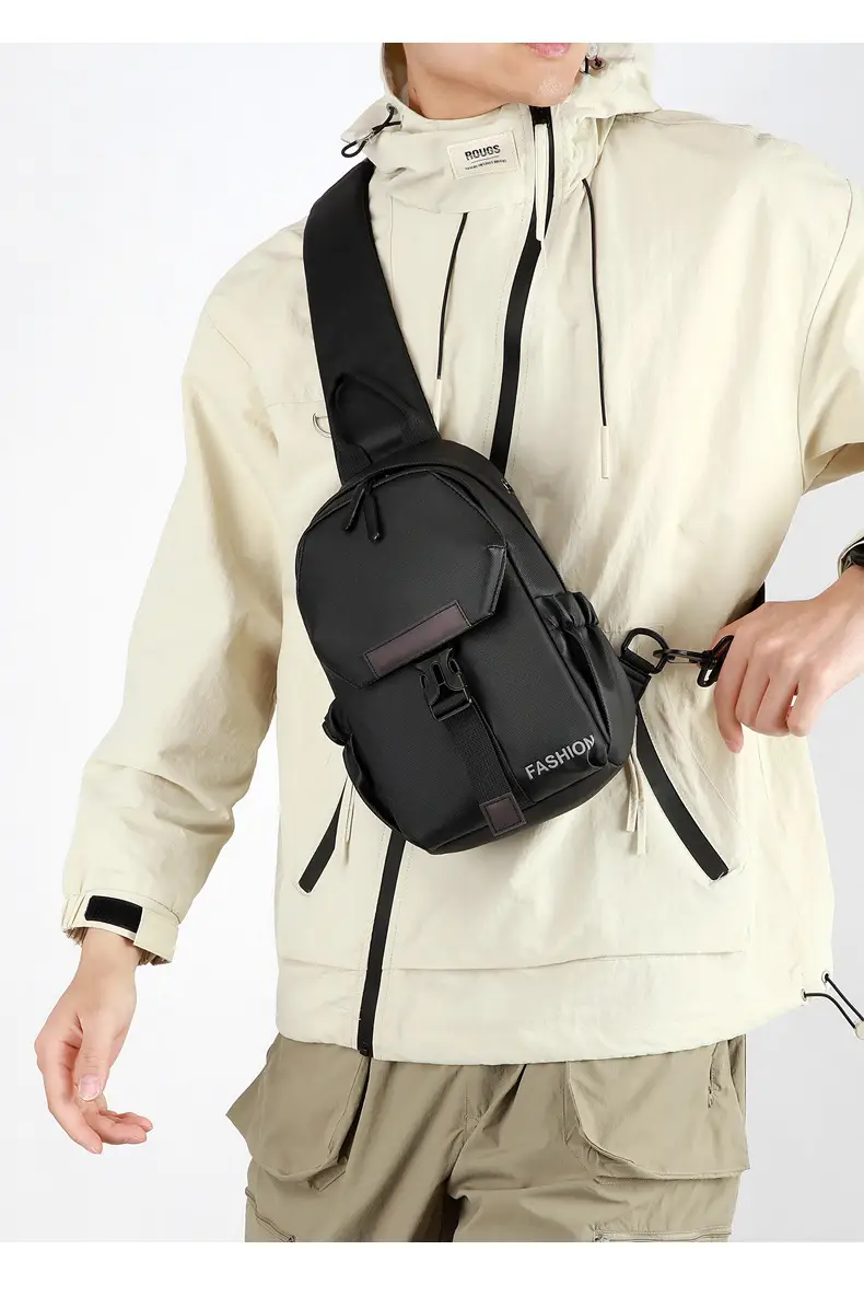 Men's Grey Crossbody Backpack with Adjustable Strap — feature 21