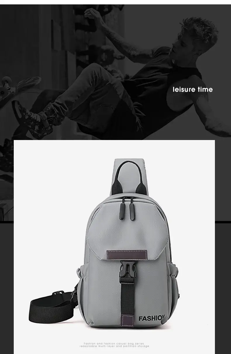 Men's Grey Crossbody Backpack with Adjustable Strap — feature 23