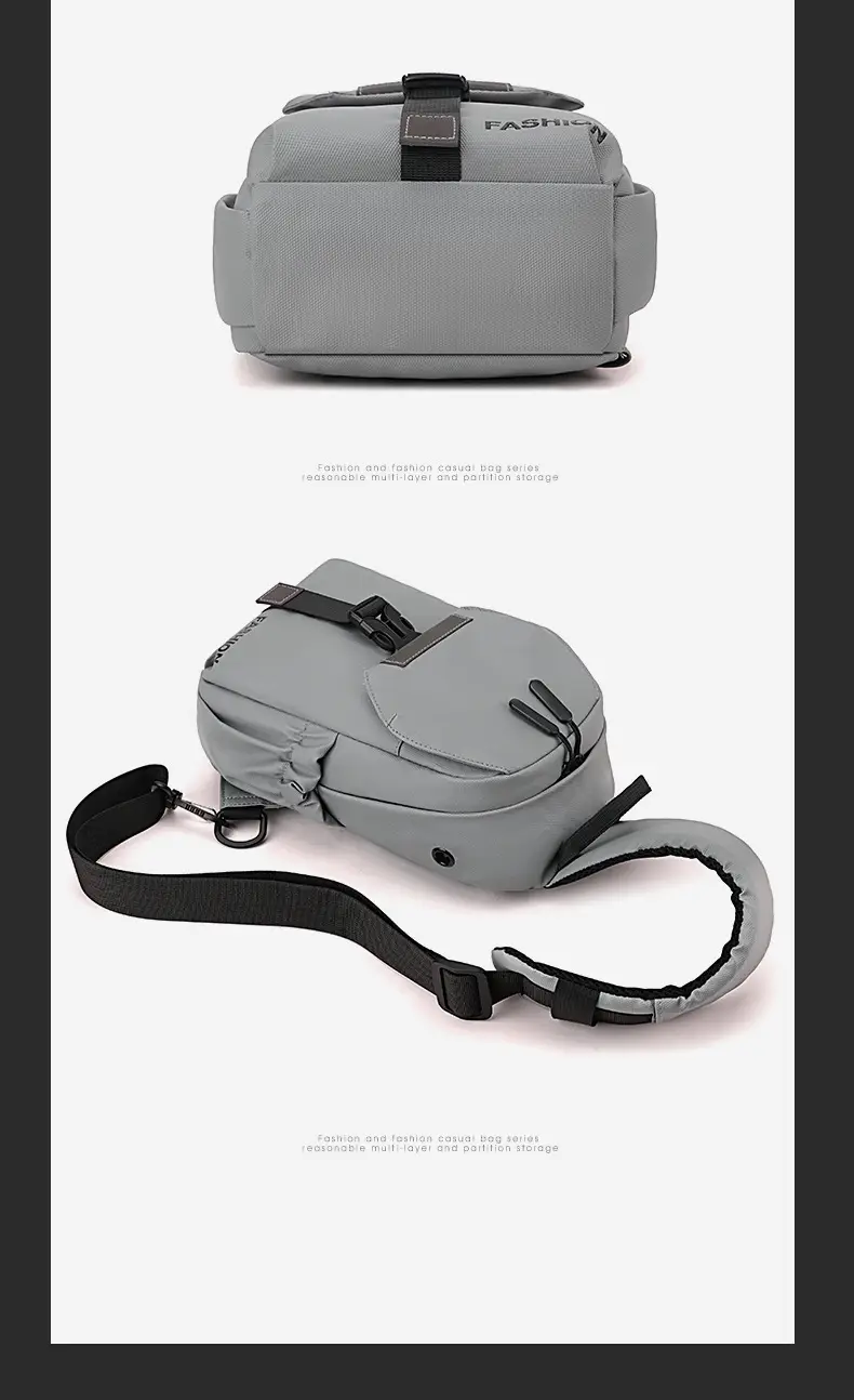 Men's Grey Crossbody Backpack with Adjustable Strap — feature 26