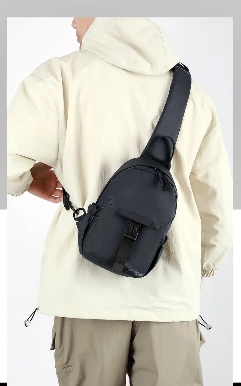 Men's Grey Crossbody Backpack with Adjustable Strap — feature 9