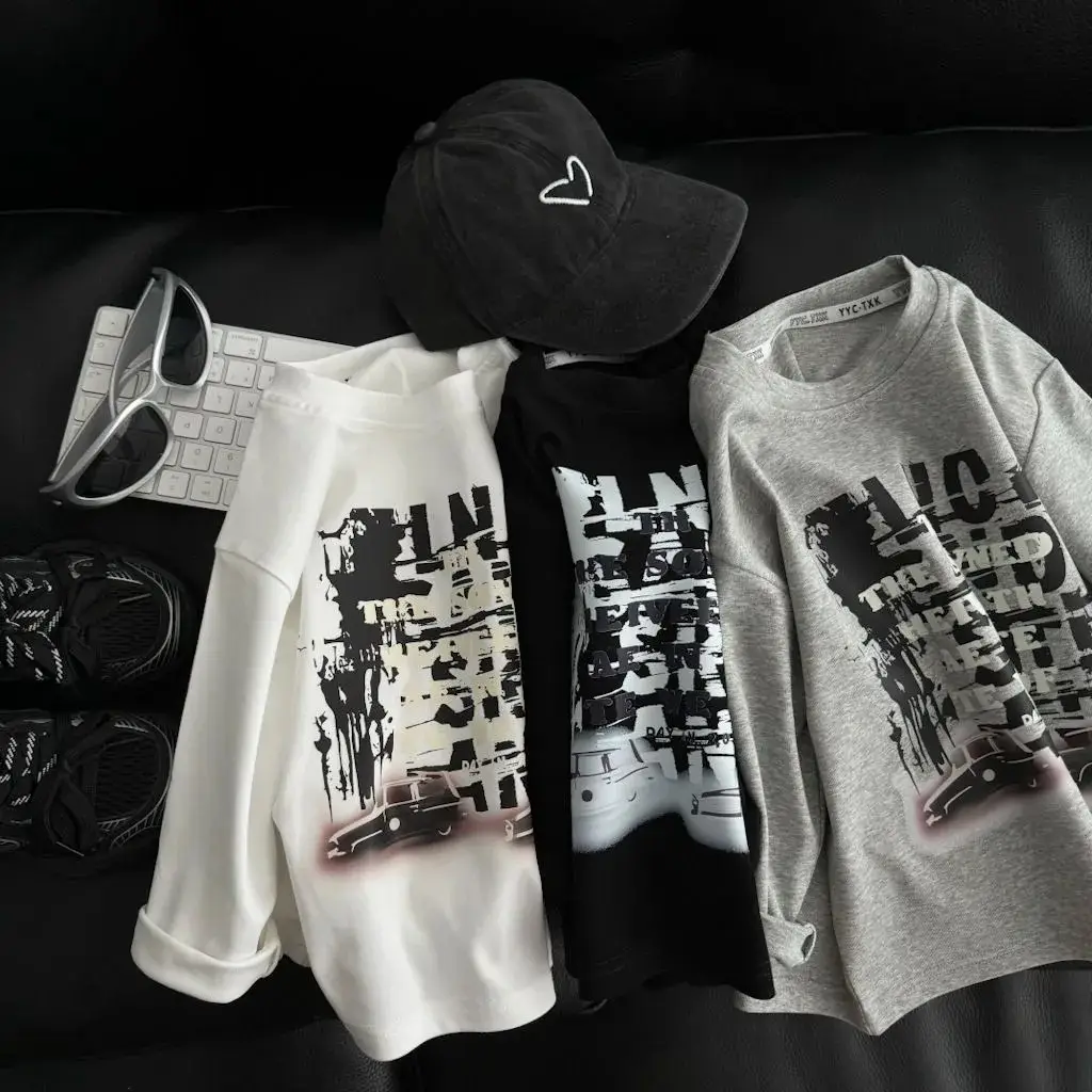 Autumn Korean Style Boys T-Shirt White Loose Cotton — feature 1