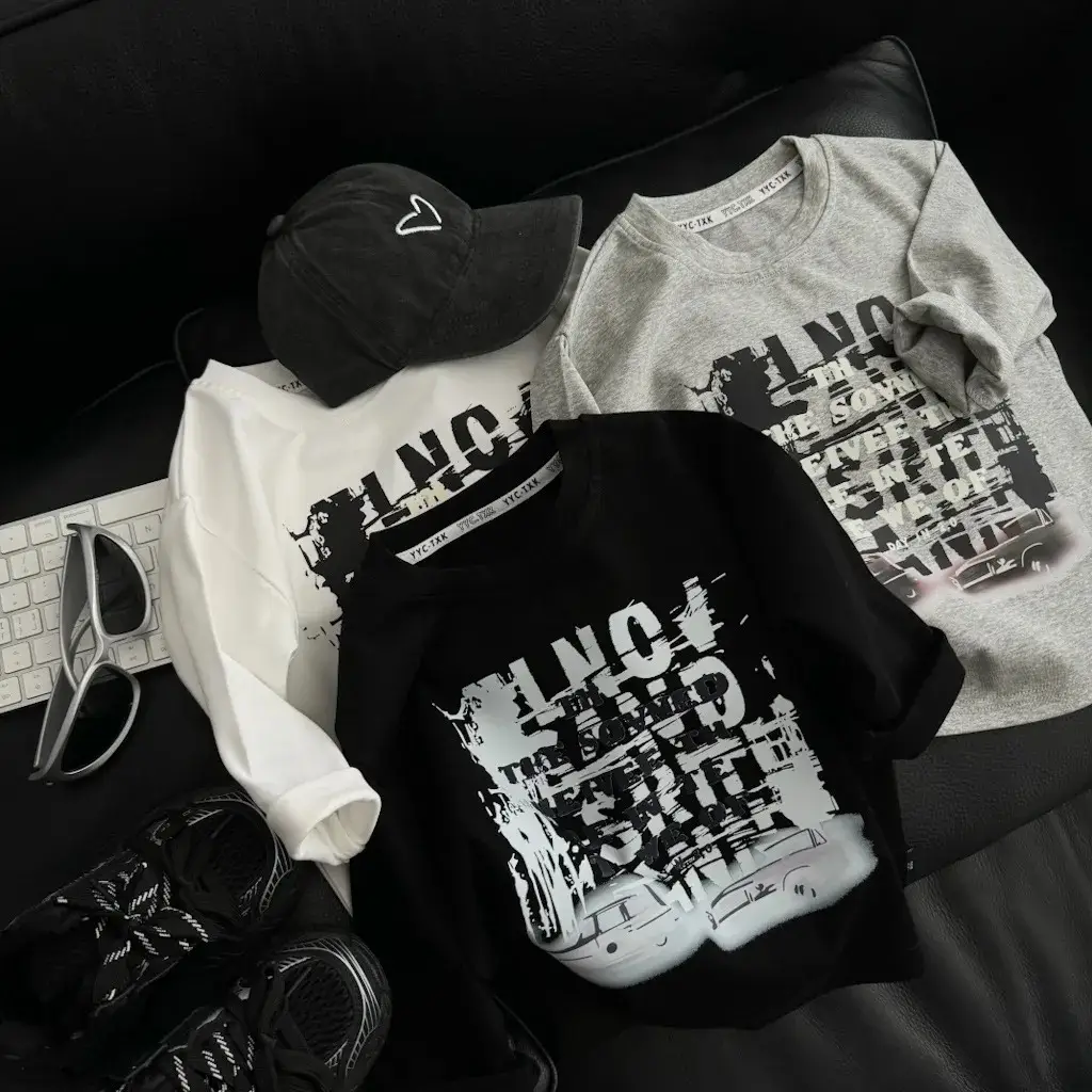 Autumn Korean Style Boys T-Shirt White Loose Cotton - Image 3