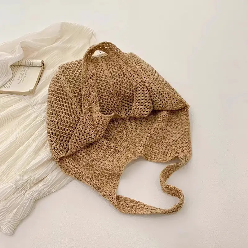 Women's Handwoven Mesh Beach Bag Large Capacity One Shoulder