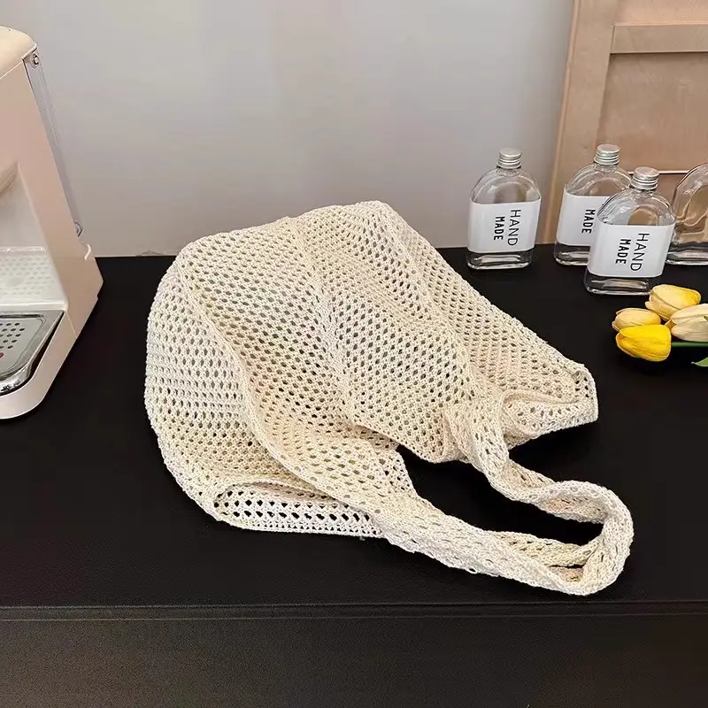Women's Handwoven Mesh Beach Bag Large Capacity One Shoulder