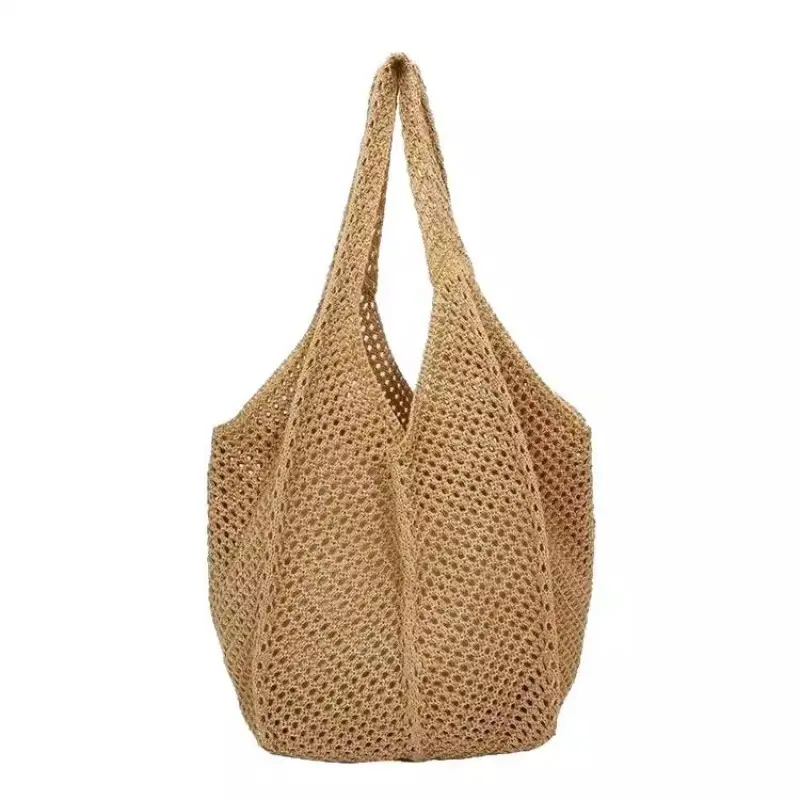 Women's Handwoven Mesh Beach Bag Large Capacity One Shoulder