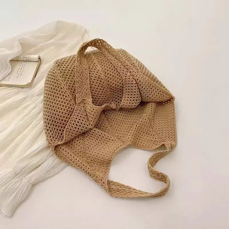 Women's Handwoven Mesh Beach Bag Large Capacity One Shoulder — feature 2