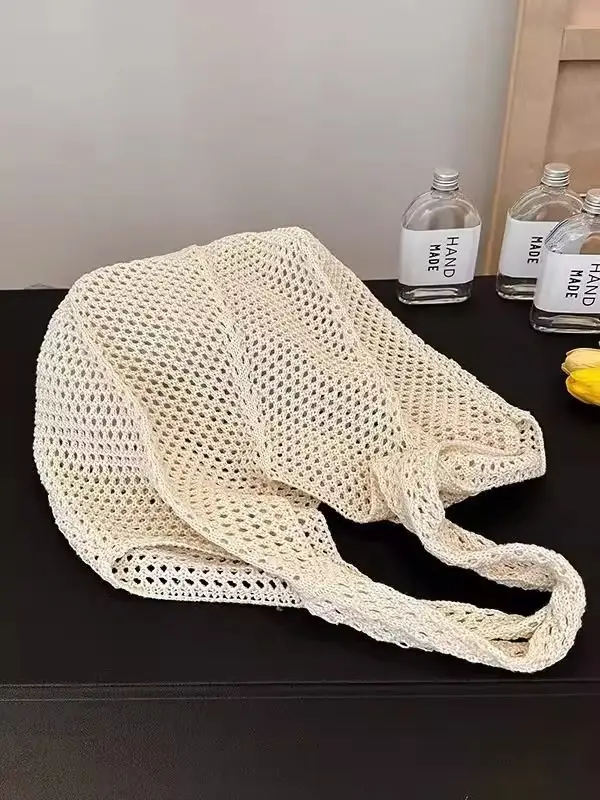 Women's Handwoven Mesh Beach Bag Large Capacity One Shoulder — feature 6