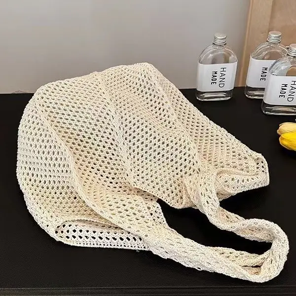 Women's Handwoven Mesh Beach Bag Large Capacity One Shoulder