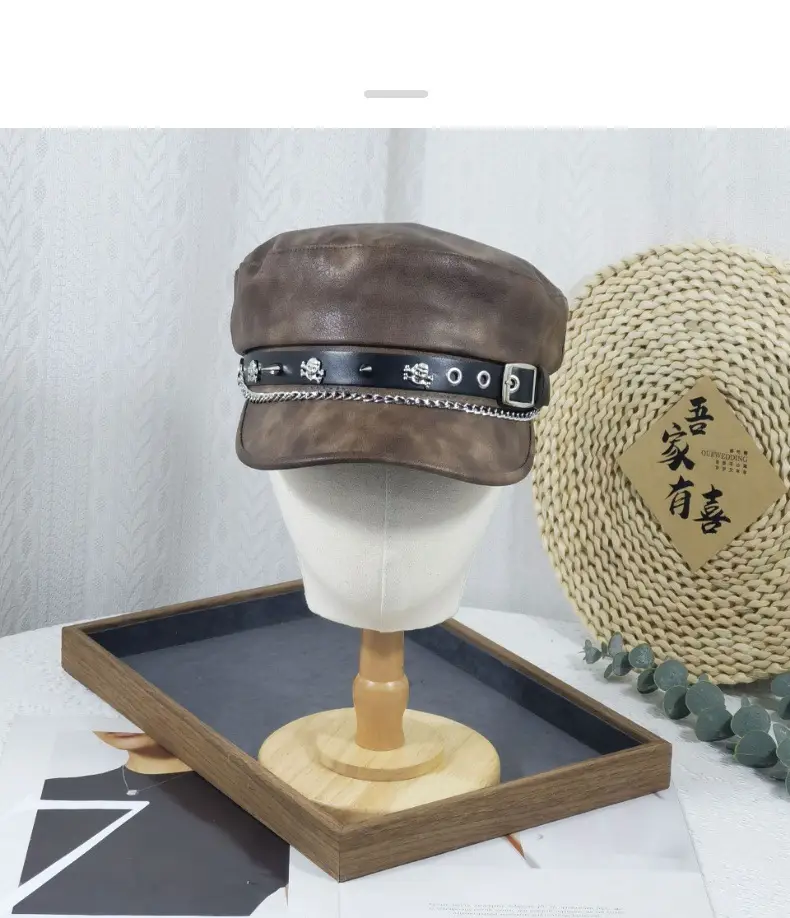 Women's Vintage Gradient Beret Navy Face-Slimming Cap Large Circumference — feature 13