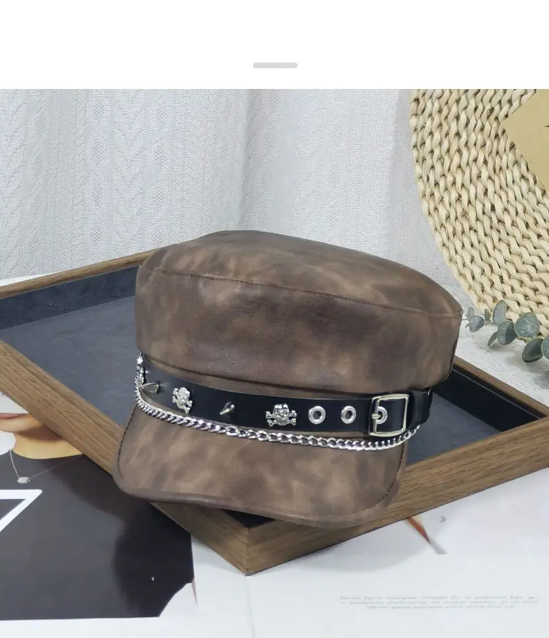 Women's Vintage Gradient Beret Navy Face-Slimming Cap Large Circumference — feature 14