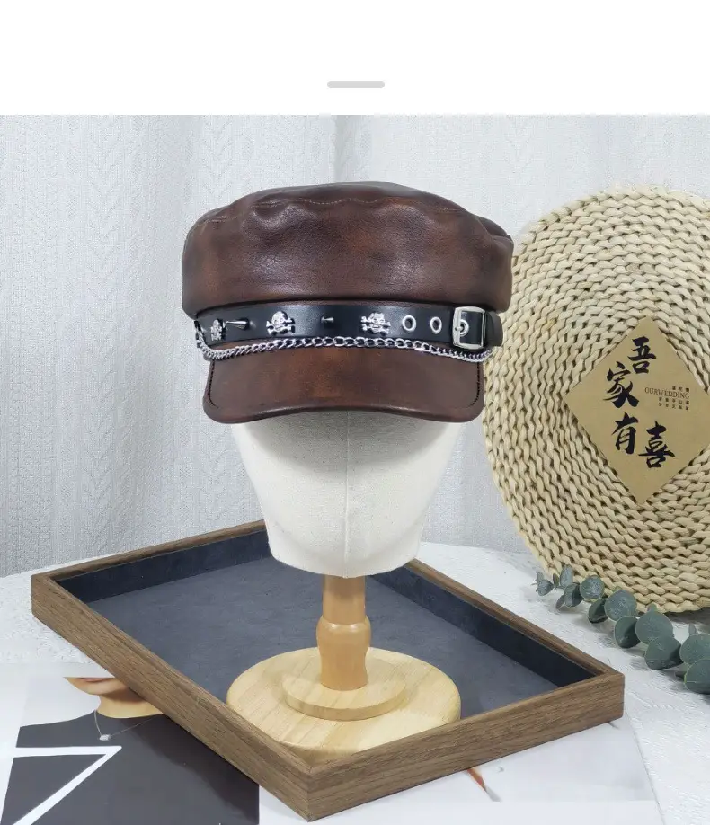 Women's Vintage Gradient Beret Navy Face-Slimming Cap Large Circumference — feature 16