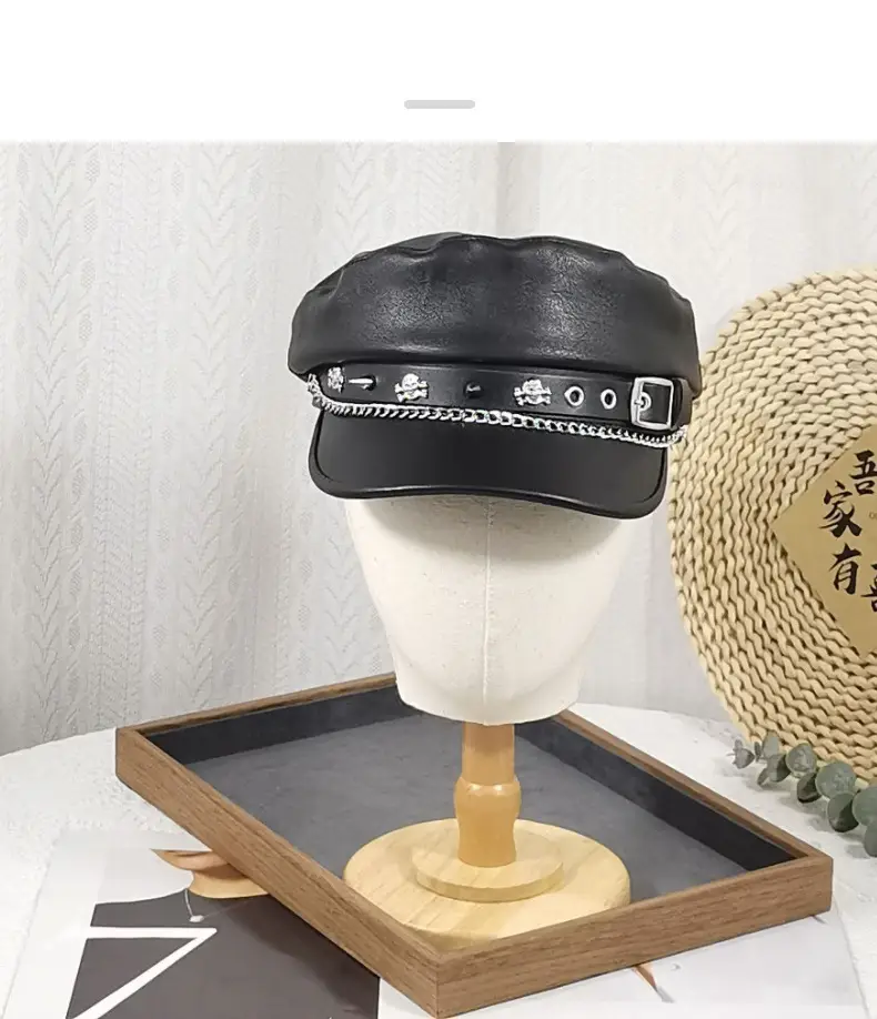 Women's Vintage Gradient Beret Navy Face-Slimming Cap Large Circumference — feature 19