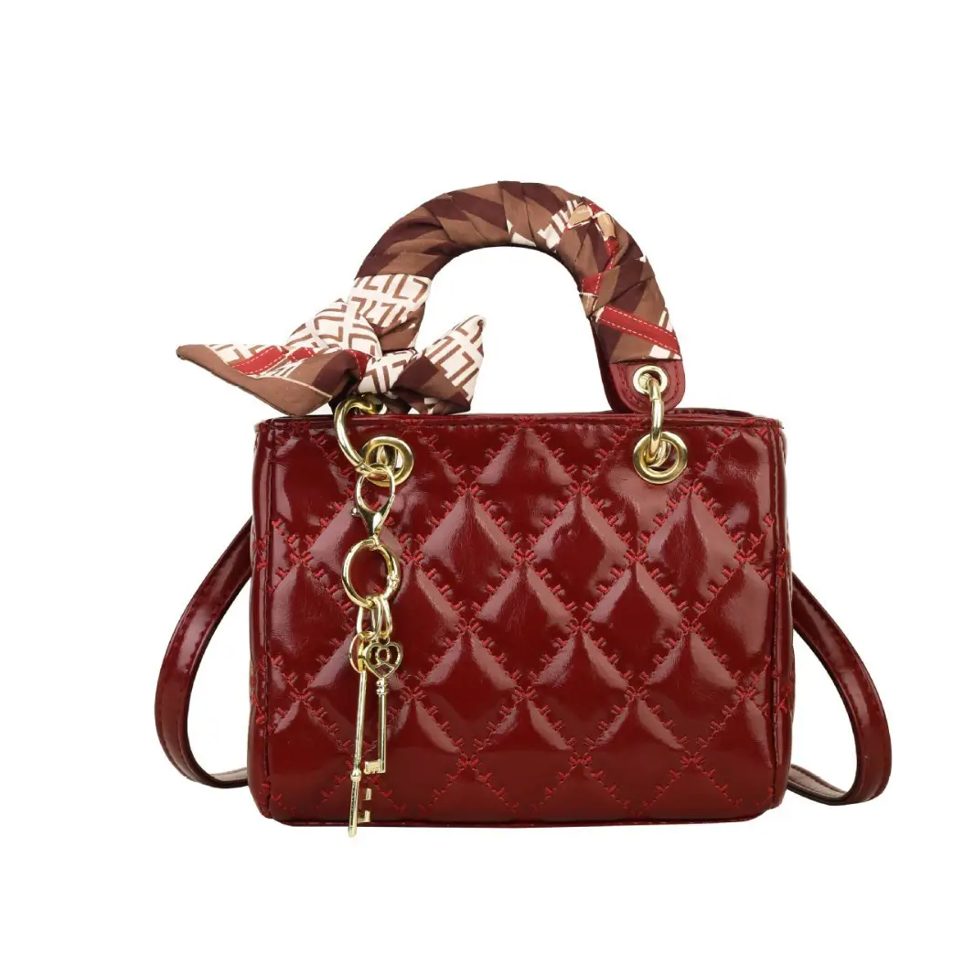 Red Quilted Princess Diana Style Handbag for Women - Image 6