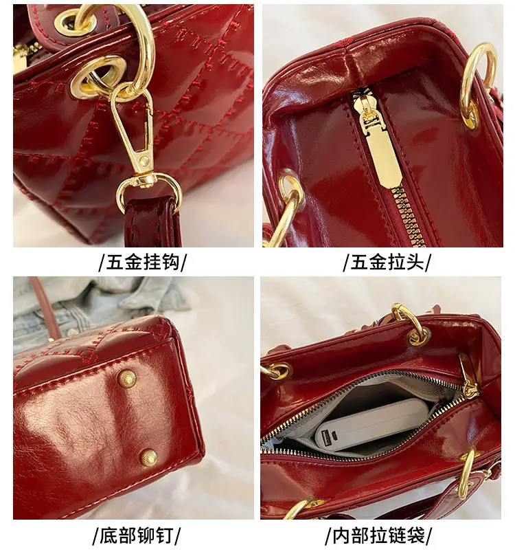 Red Quilted Princess Diana Style Handbag for Women — feature 11