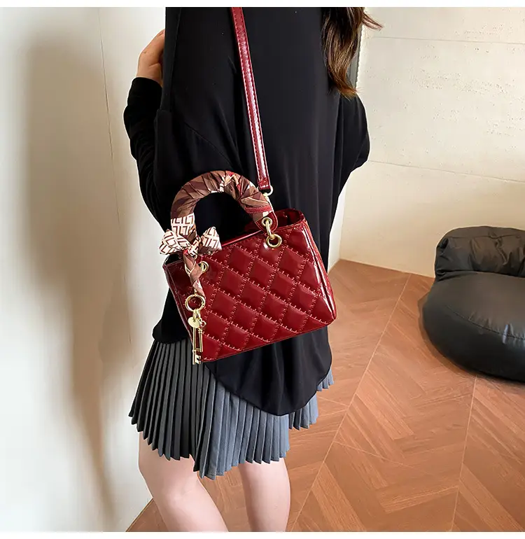 Red Quilted Princess Diana Style Handbag for Women — feature 23