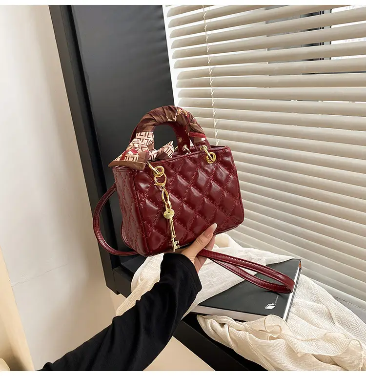 Red Quilted Princess Diana Style Handbag for Women — feature 37
