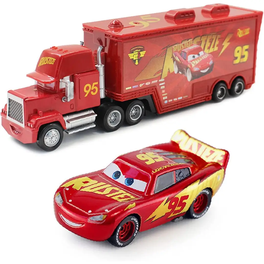 Cars Racing Lightning Mcqueen Children's Toy Container Truck Set Complete Model Car