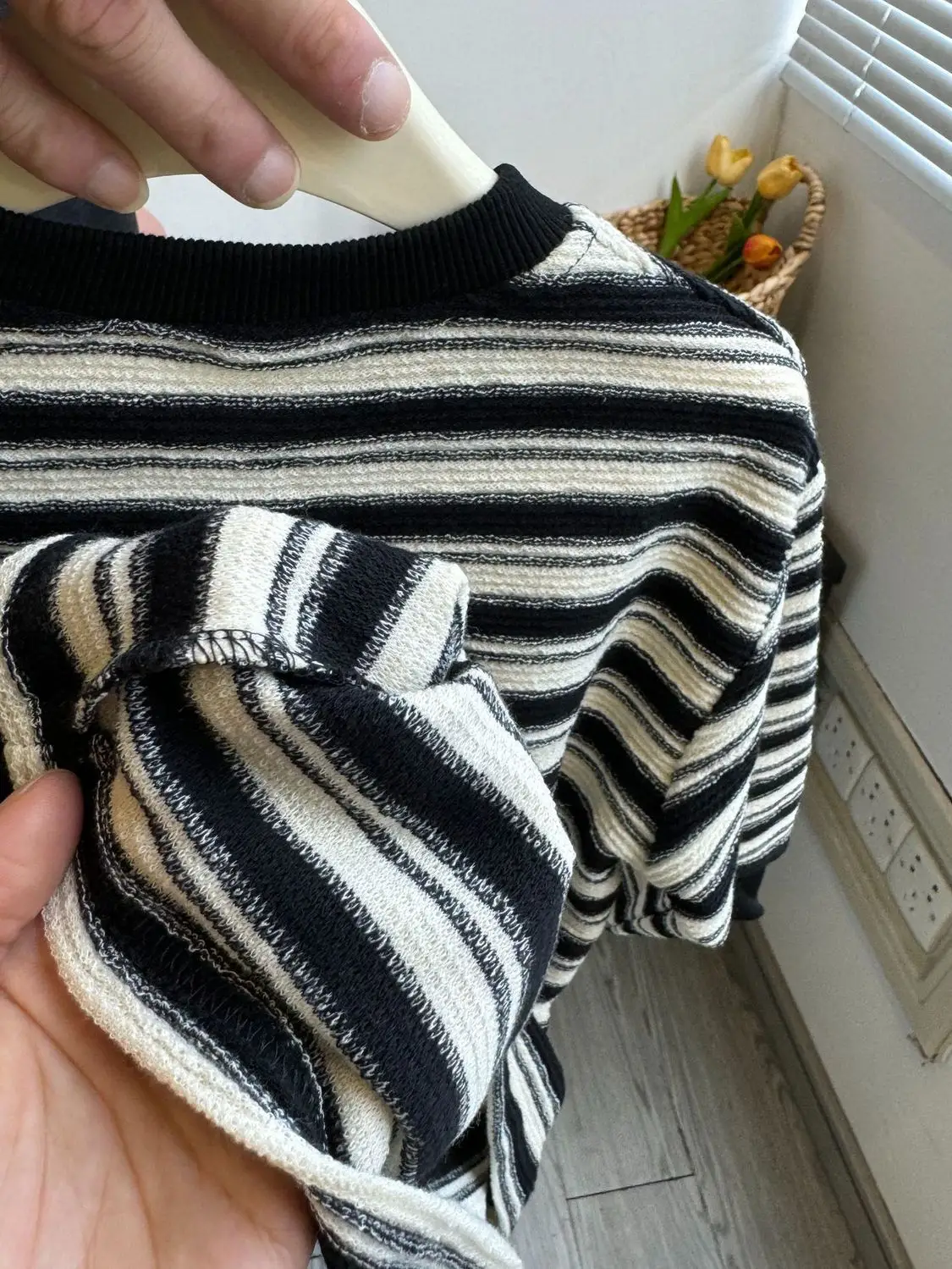 2025 Girls Striped Long Sleeve T-Shirt Set Black White — feature 12