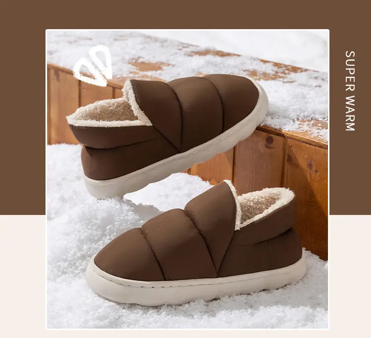 Men's Warm Plush Half-Cap Slippers Cream Brown Winter — feature 15