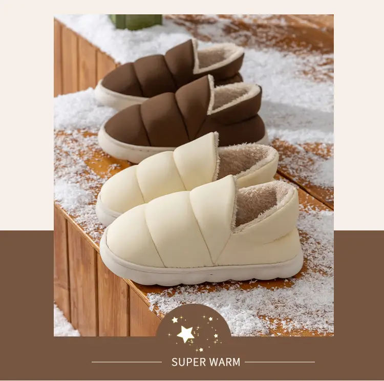 Men's Warm Plush Half-Cap Slippers Cream Brown Winter — feature 17