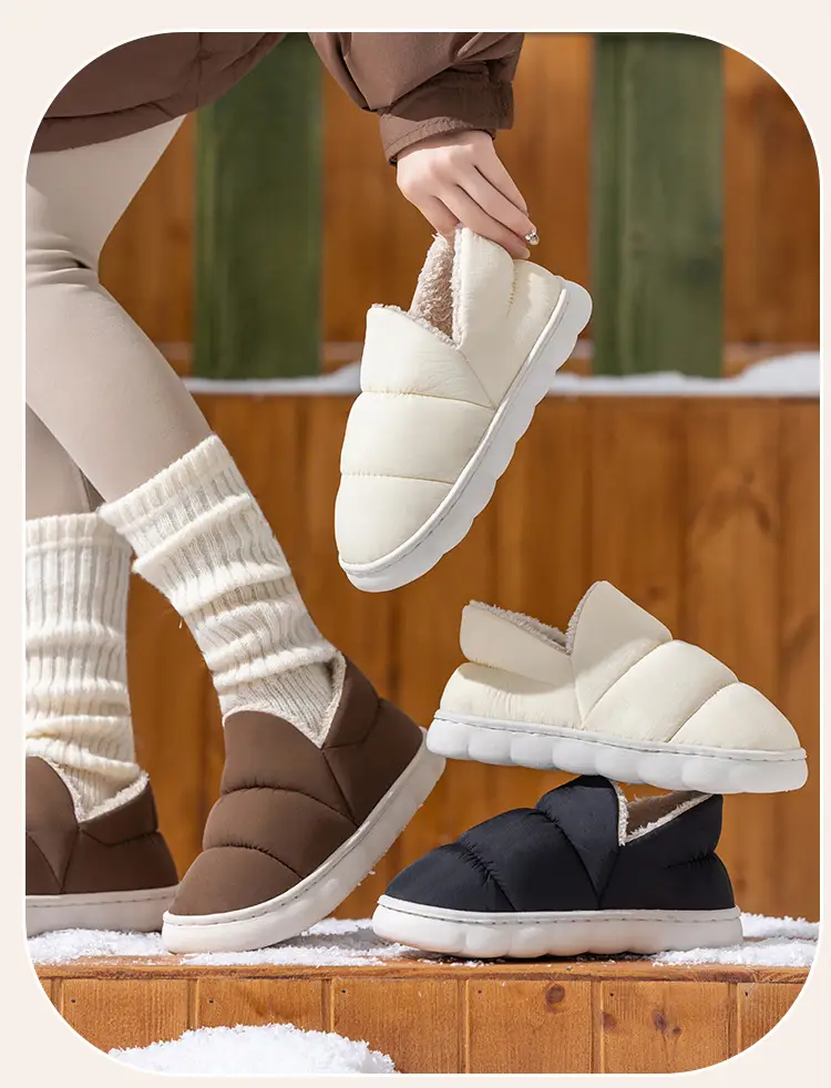 Men's Warm Plush Half-Cap Slippers Cream Brown Winter — feature 18