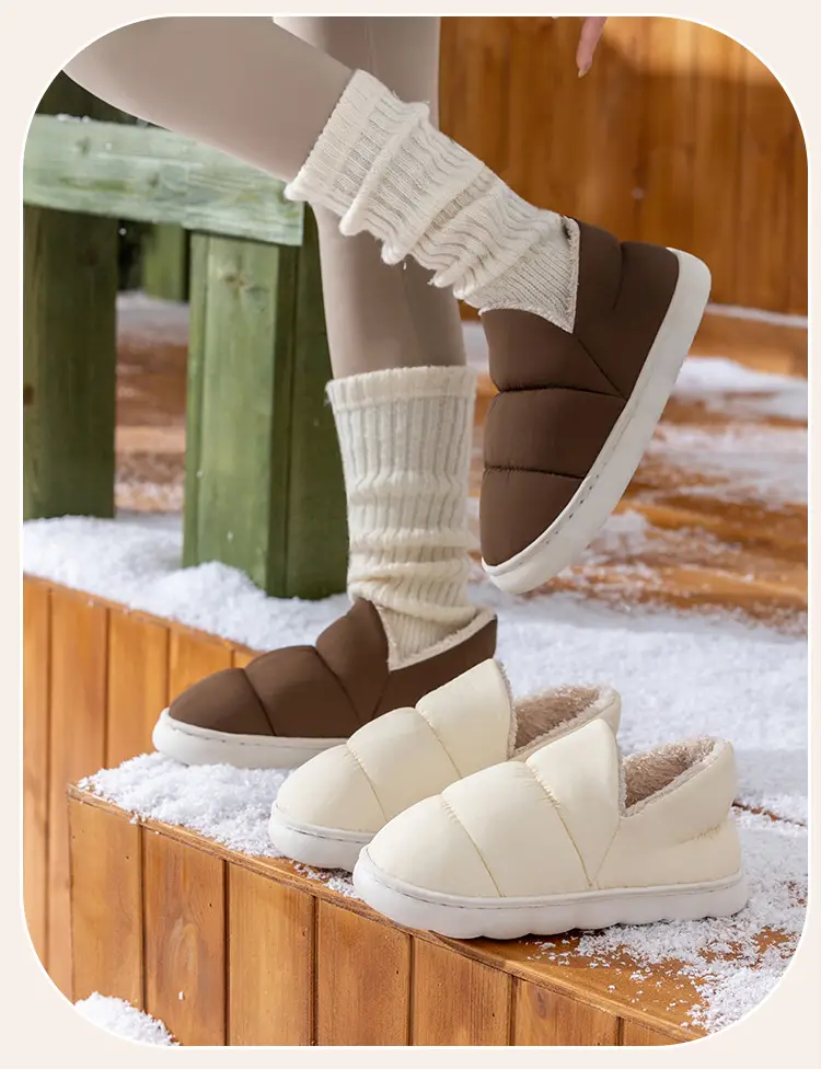 Men's Warm Plush Half-Cap Slippers Cream Brown Winter — feature 19