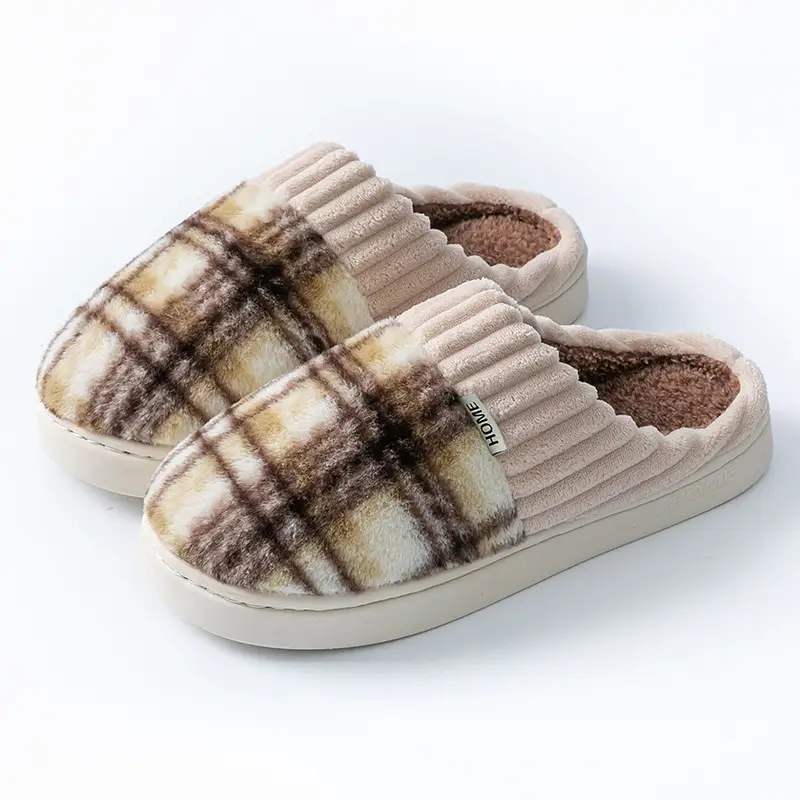 Women Plaid Fleece Lined Slippers Autumn Winter 2025 - Image 29