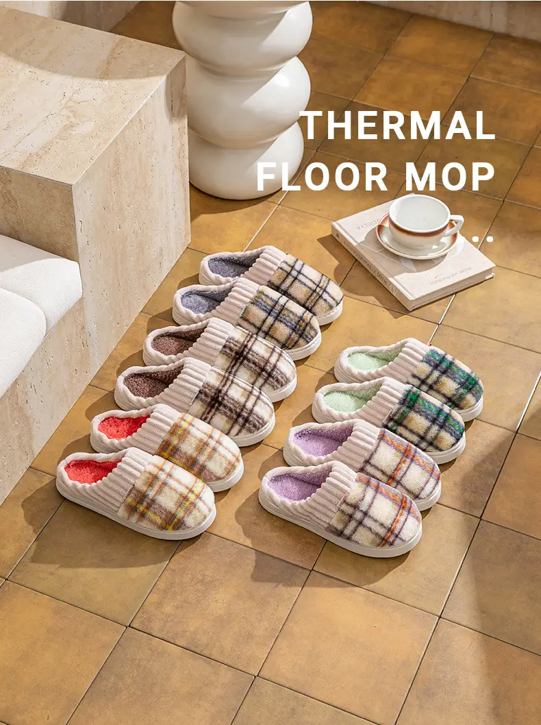 Women Plaid Fleece Lined Slippers Autumn Winter 2025 — feature 14