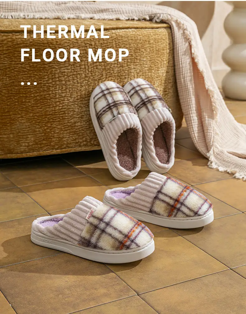Women Plaid Fleece Lined Slippers Autumn Winter 2025 — feature 17