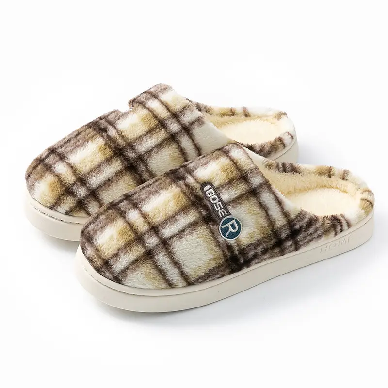Women Plaid Fleece Lined Slippers Autumn Winter 2025 - Image 10