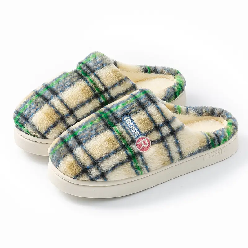 Women Plaid Fleece Lined Slippers Autumn Winter 2025 - Image 7