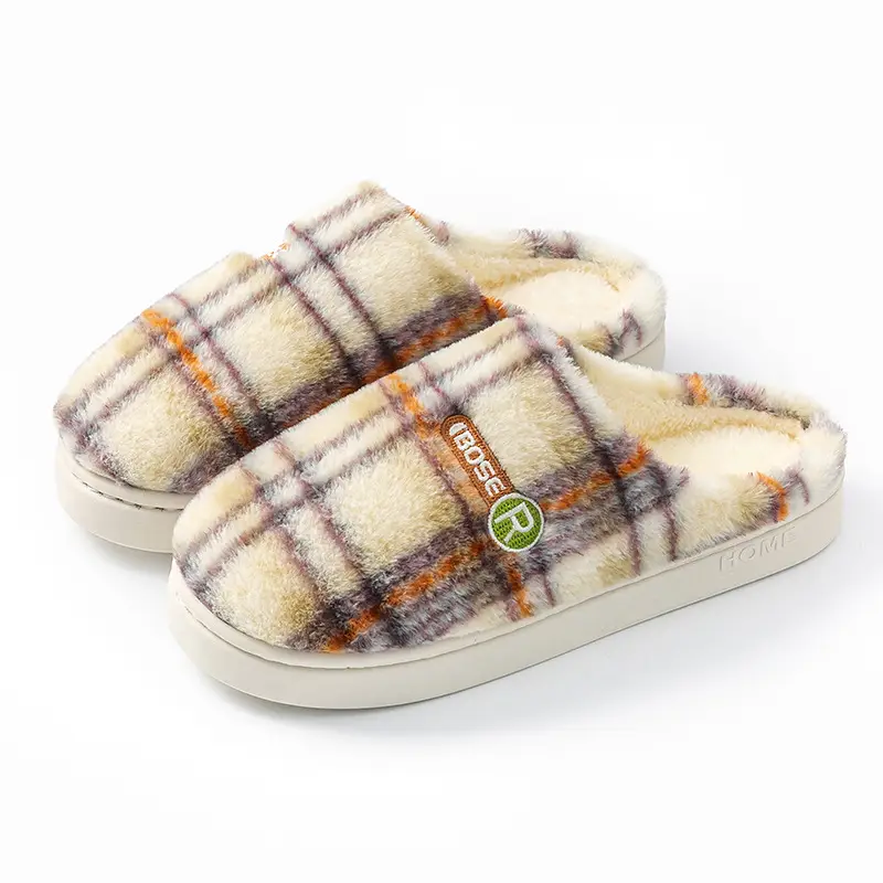 Women Plaid Fleece Lined Slippers Autumn Winter 2025 - Image 8