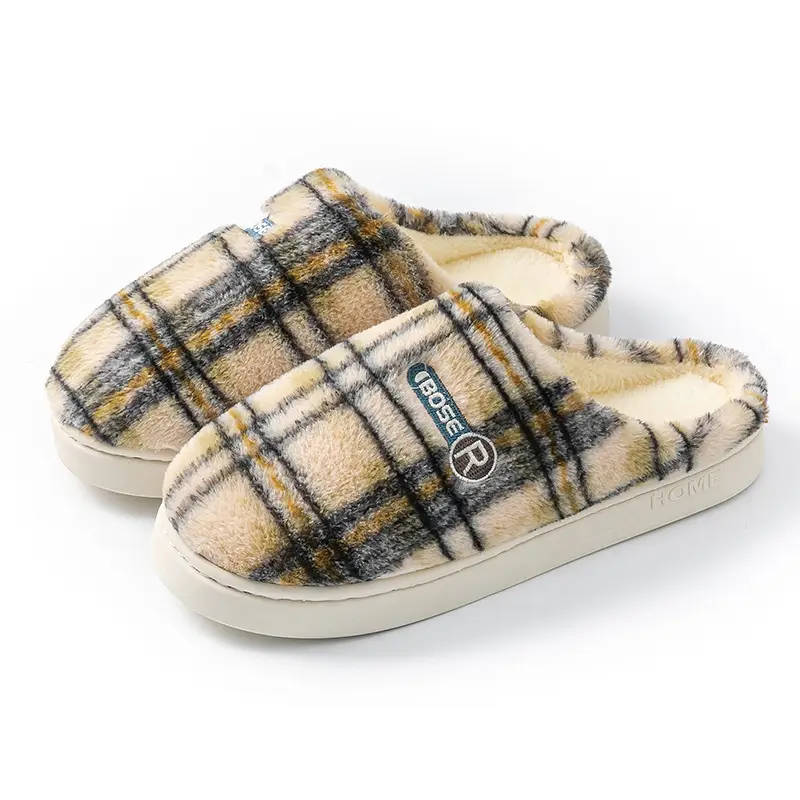 Women Plaid Fleece Lined Slippers Autumn Winter 2025 - Image 9