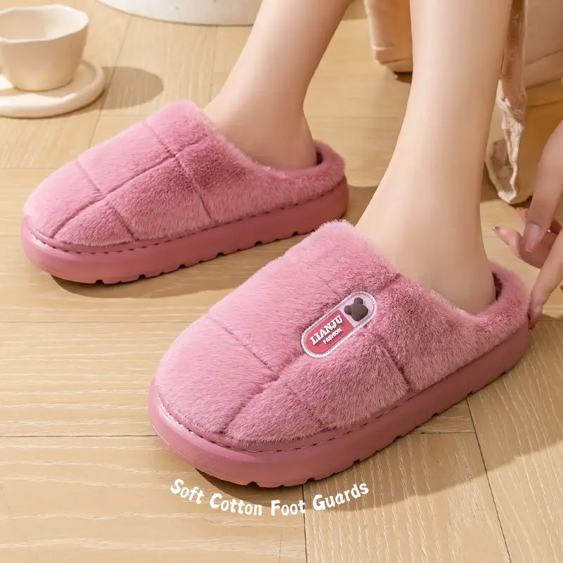 Men's Large Size 2025 Cotton Slippers Winter Non-Slip Outdoor Wear Thick-Soled Plush Warm Cotton Slippers 47 48 49 Women