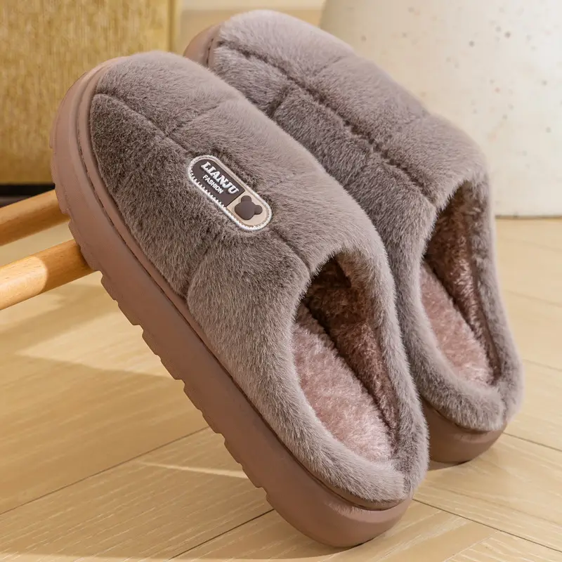 Men's Large Size 2025 Cotton Slippers Winter Non-Slip Outdoor Wear Thick-Soled Plush Warm Cotton Slippers 47 48 49 Women