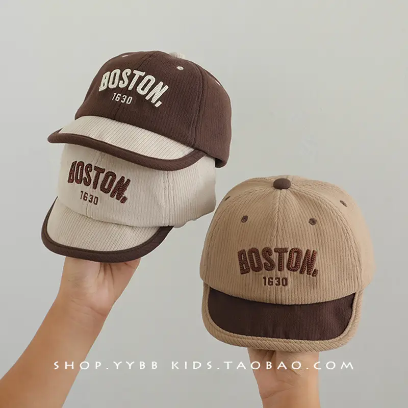 Kids Boston Letter Baseball Caps for Spring & Autumn - Image 8