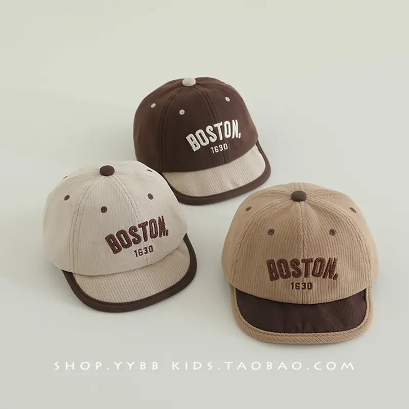 Kids Boston Letter Baseball Caps for Spring & Autumn - Image 9