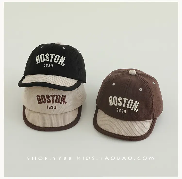 Kids Boston Letter Baseball Caps for Spring & Autumn — feature 1