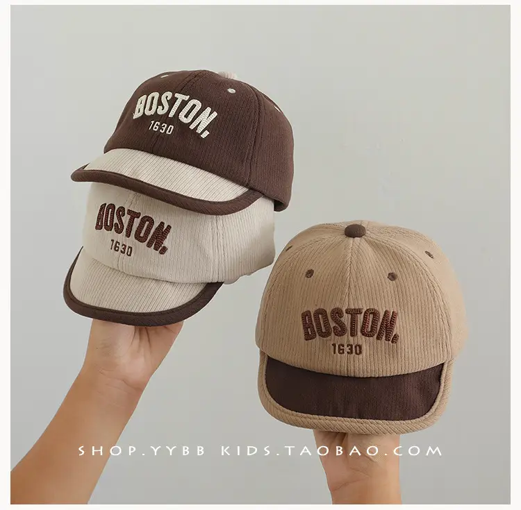 Kids Boston Letter Baseball Caps for Spring & Autumn — feature 3
