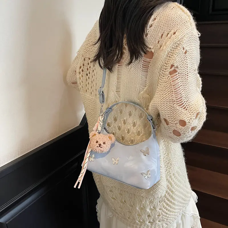 Transparent Butterfly Bag with Bear Charm - Image 7