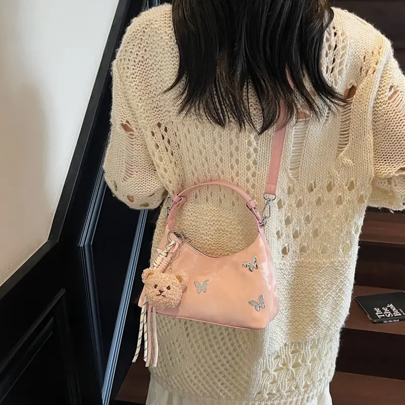 Transparent Butterfly Bag with Bear Charm - Image 8