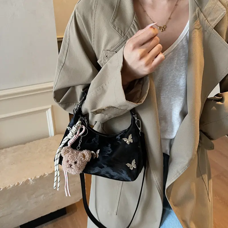 Transparent Butterfly Bag with Bear Charm - Image 9