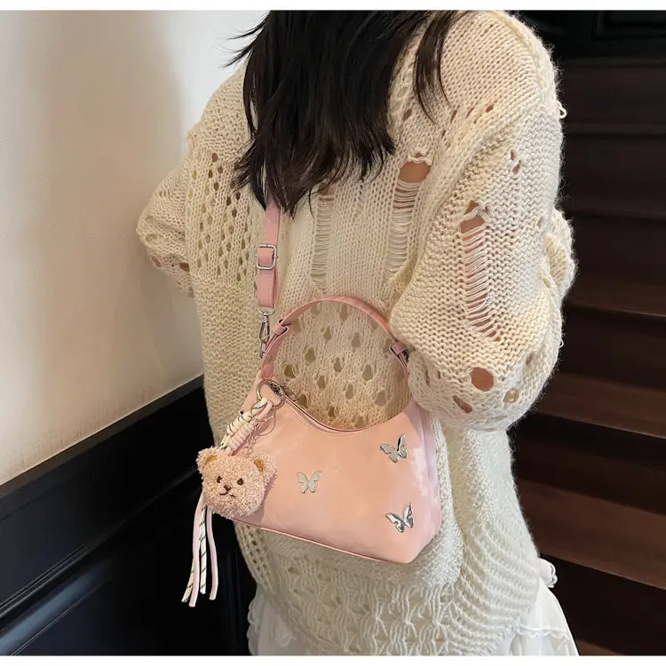 Transparent Butterfly Bag with Bear Charm — feature 17