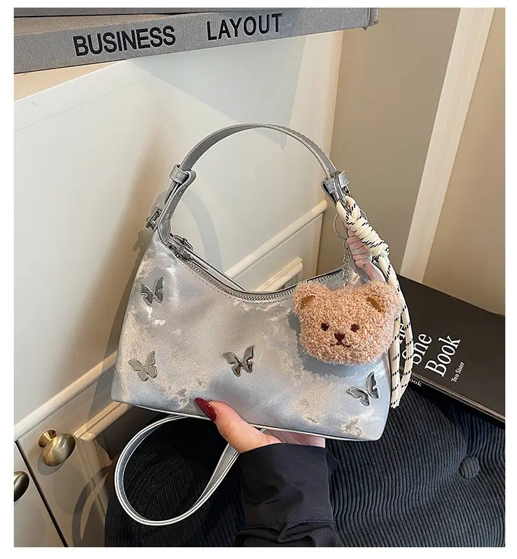 Transparent Butterfly Bag with Bear Charm — feature 3