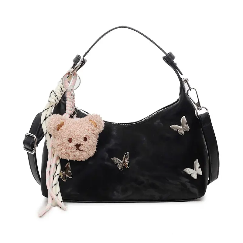 Transparent Butterfly Bag with Bear Charm - Image 2